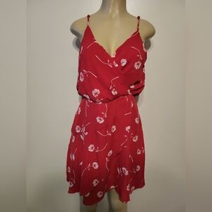 LUSH Red Floral Dress Summer Beach Sundress